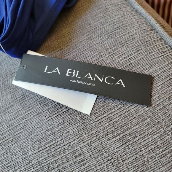 La Blanca Blue Women's Shirred waistband mid-rise swim bottoms sz 10 - Picture 4 of 7